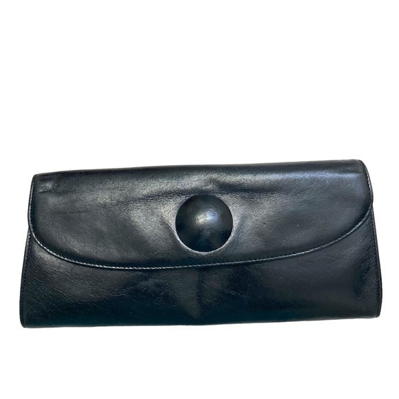 Hobo black leather large clutch bag